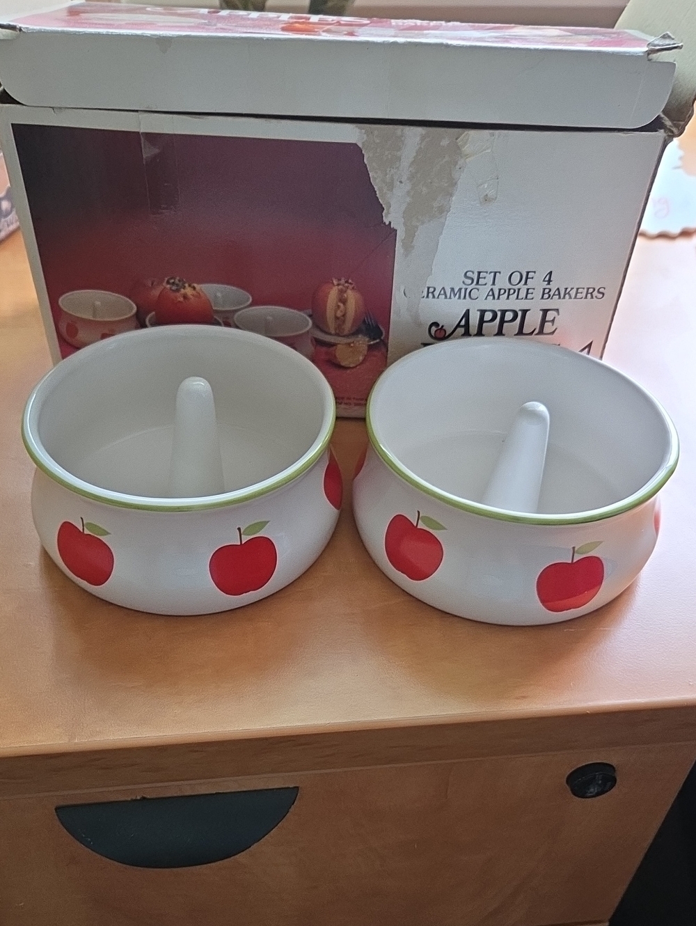 Vintage Caico Ceramic Apple Bakers Set of 4 - New In Box (NIB) 1970s